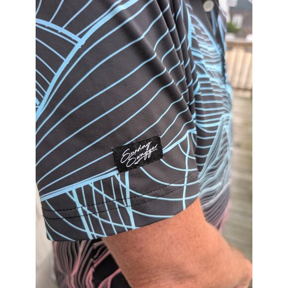 Sunday Swagger Men’s Polo Shirt Size M Black Multicolor Abstract Golf... - Picture 3 of 7